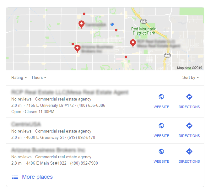 Google Near Me Listings Screenshot
