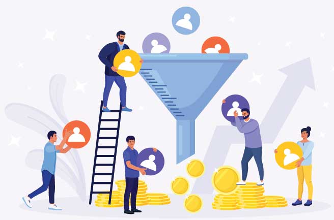 Process of communication and attracting new customers, followers, making profit. Sales funnel of leads, prospects. Business strategy. Monetization tips. Increasing conversion rates SMM strategies