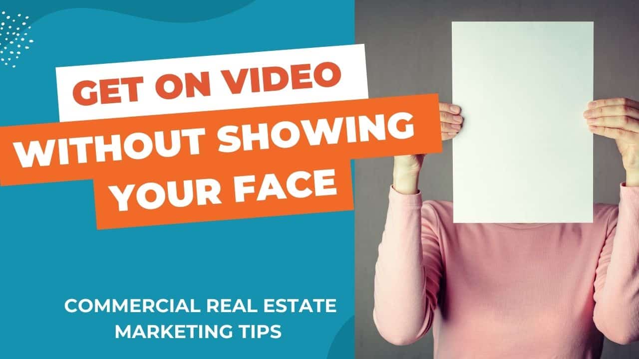 A white woman holding a blank paper over her face. Title says, "Get on video without showing your face."